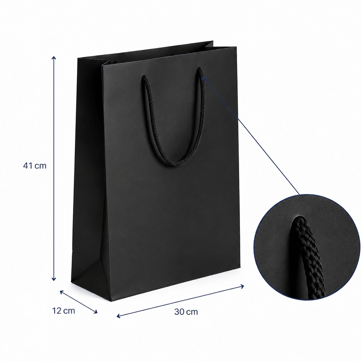 Pungi cadou dreptunghiulare uni - negru (set 12 buc)