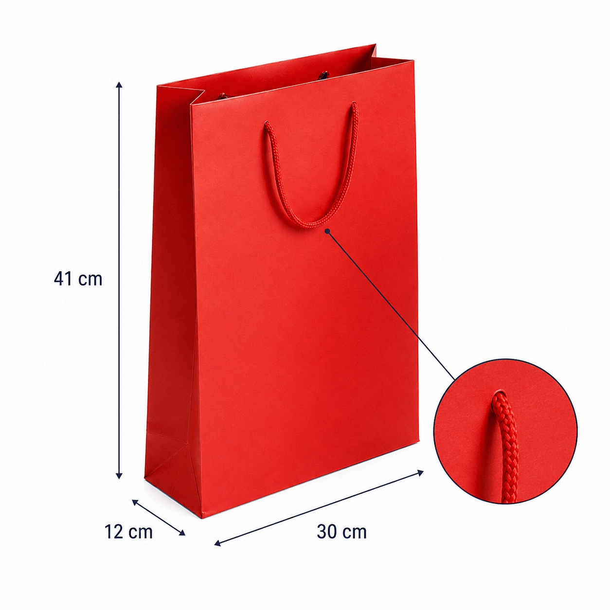 Pungi cadou dreptunghiulare uni - roșu (set 12 buc)