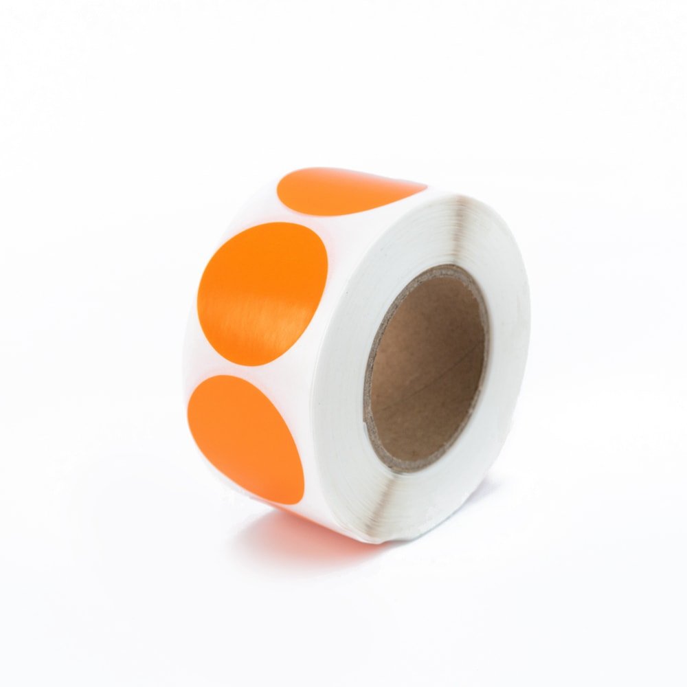 Rolă 500 stickere blank rotunde 2.5cm - portocaliu