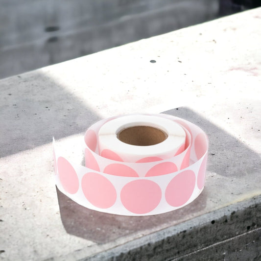 Rolă 500 stickere blank rotunde 2.5cm - roz