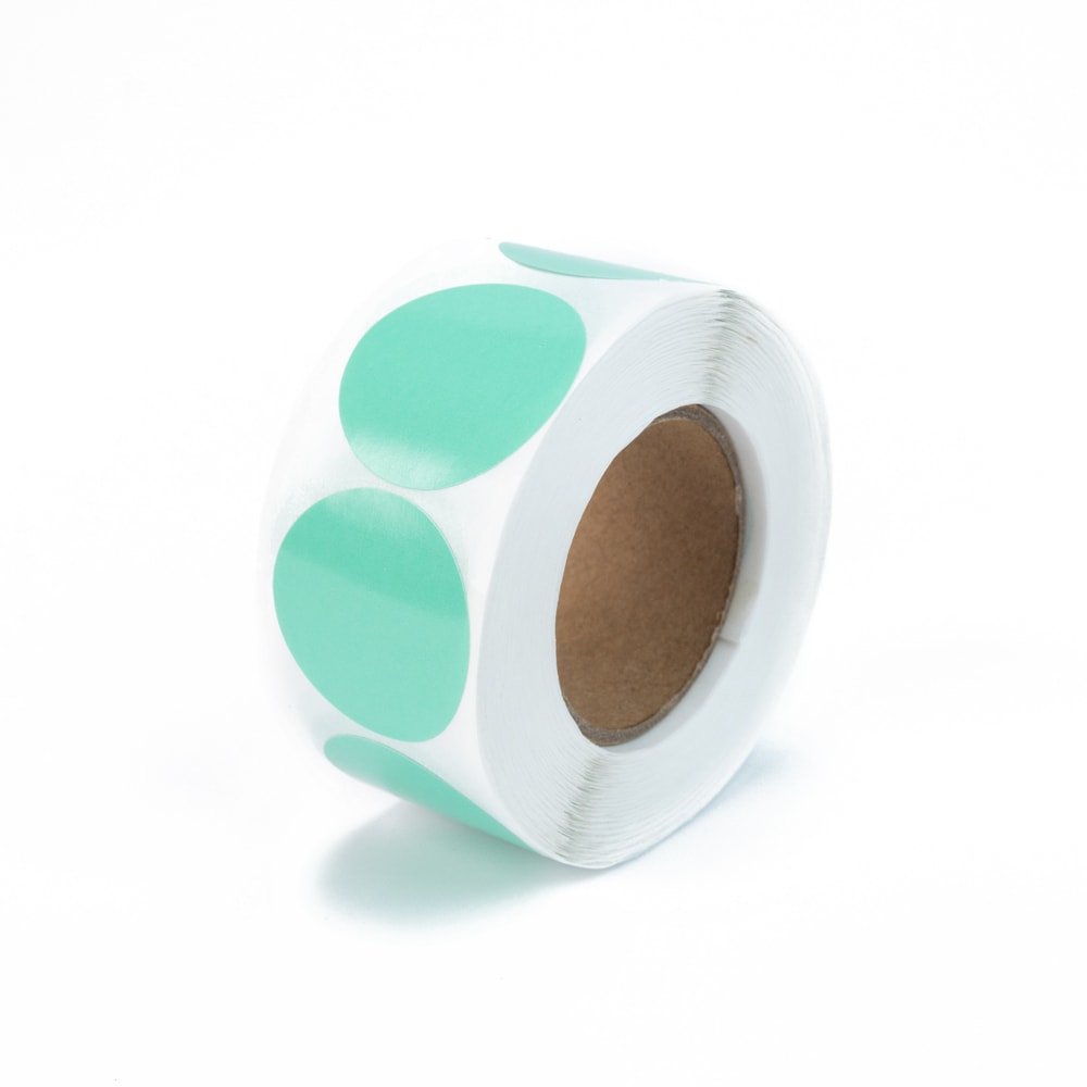 Rolă 500 stickere blank rotunde 2.5cm - turcoaz