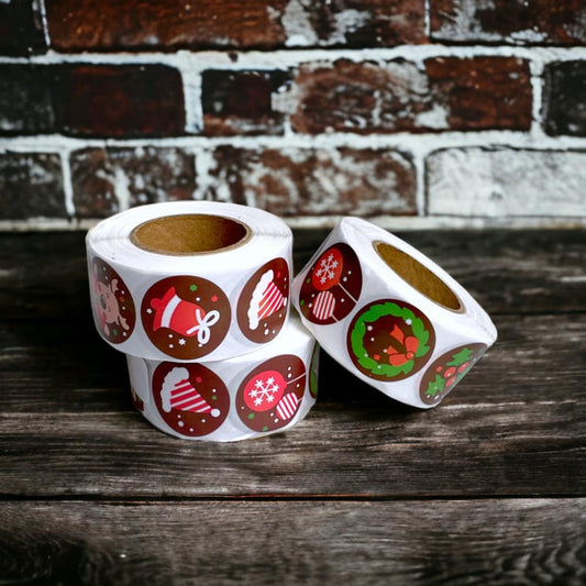 Rolă 500 stickere Crăciun 2.5cm - model 1