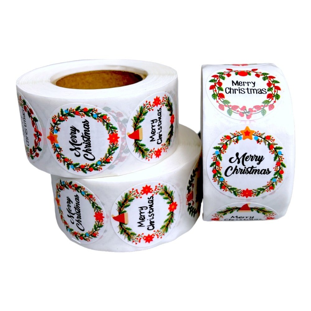 Rolă 500 stickere Crăciun 2.5cm - model 3