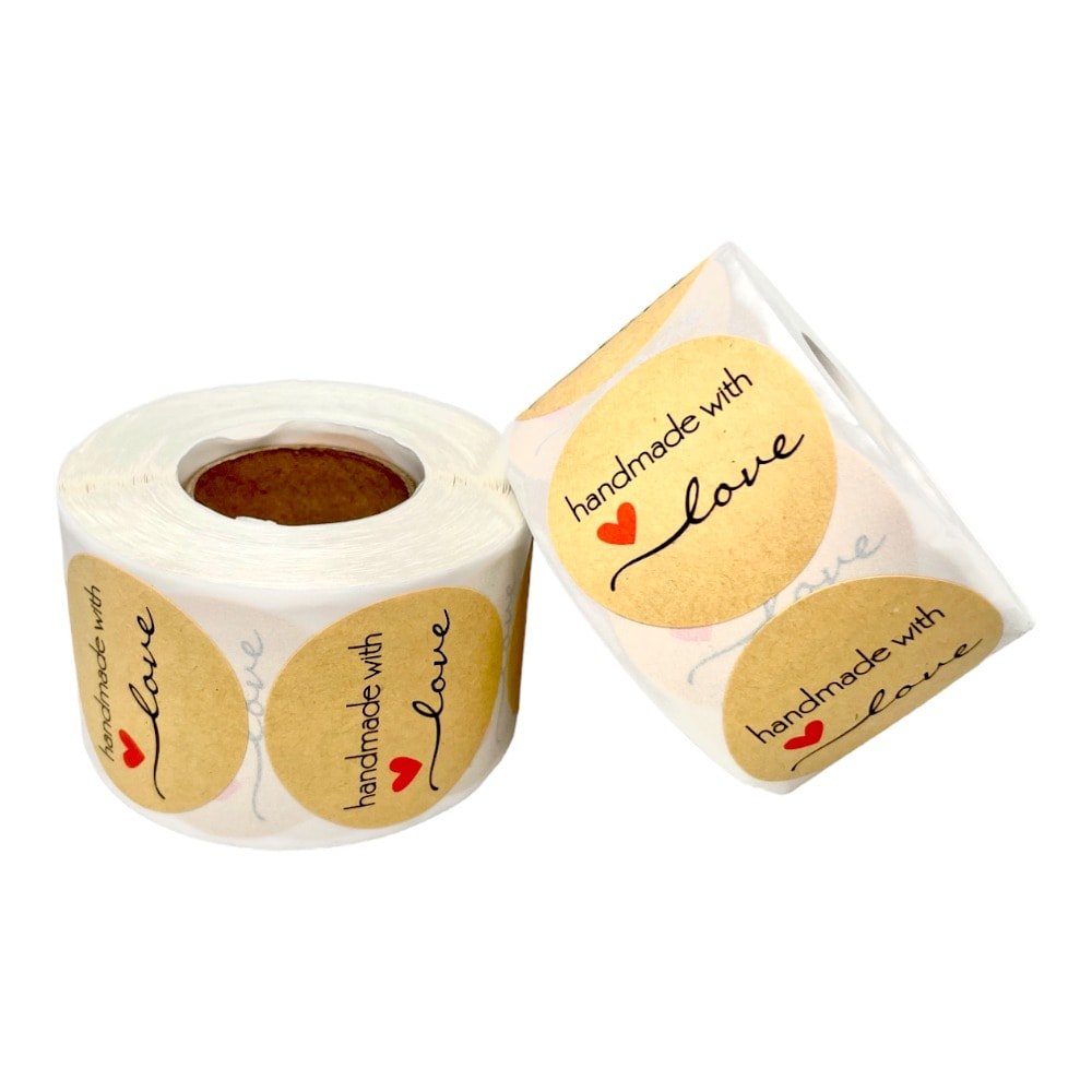 Rolă 500 stickere rotunde 3.8cm - mix modele 3 (Handmade) kraft