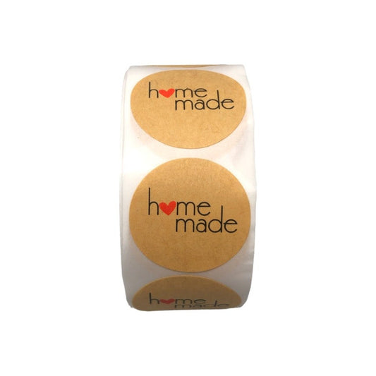 Rolă 500 stickere rotunde Homemade 2.5cm - kraft