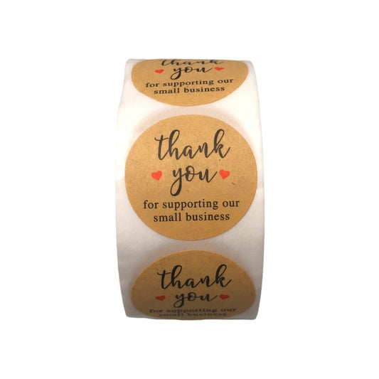 Rolă 500 stickere rotunde Thank You 2.5cm - kraft