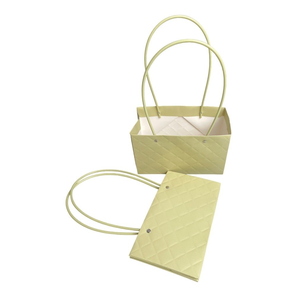 Sacoșe dreptunghiulare model romburi cu mâner - verde (set 10 buc)