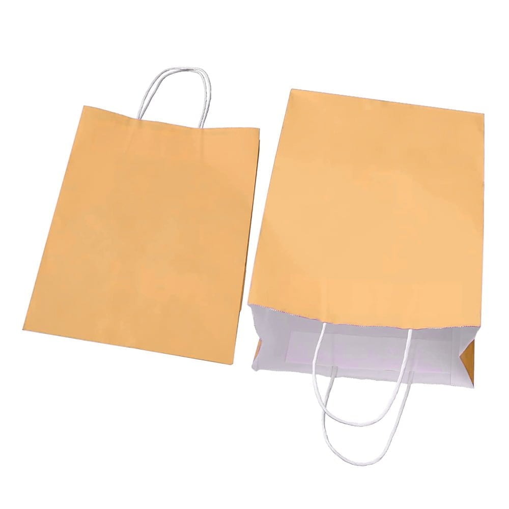Sacoșe hârtie cu mâner răsucit - kraft deschis (set 12 buc)