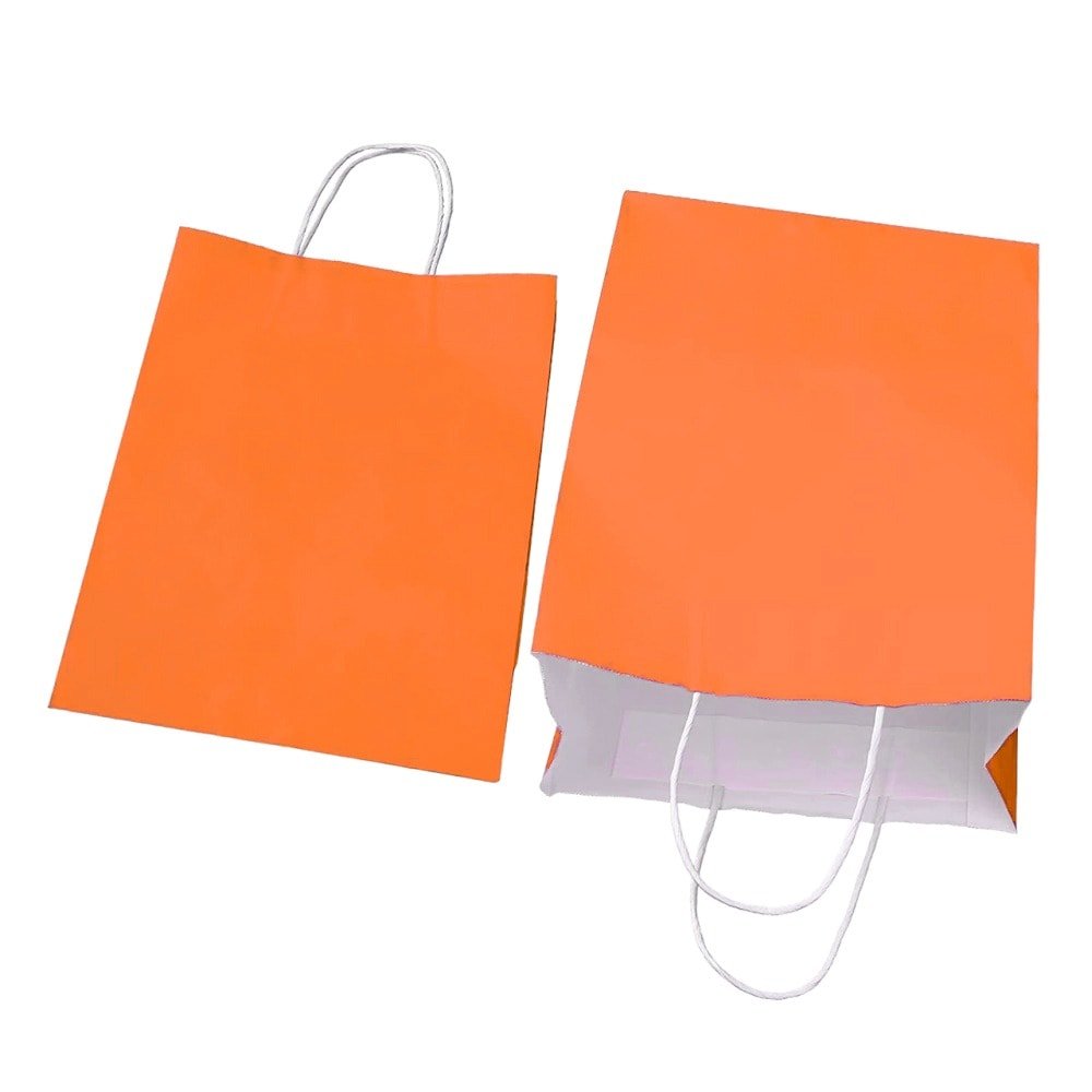 Sacoșe hârtie cu mâner răsucit - portocaliu (set 12 buc)