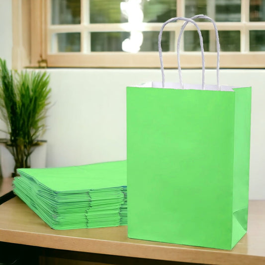 Sacoșe hârtie cu mâner răsucit - verde (set 12 buc)