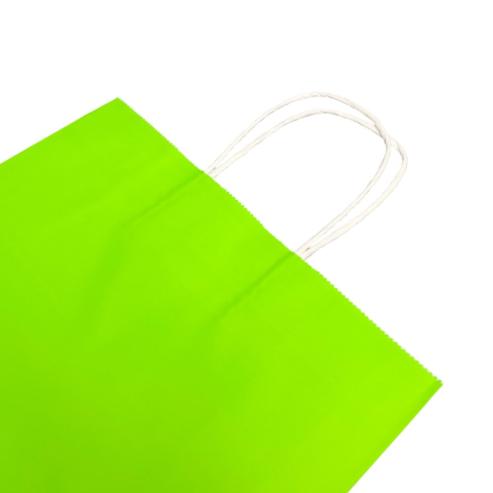 Sacoșe hârtie cu mâner răsucit - verde (set 12 buc)