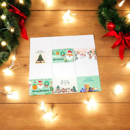 Set 6 felicitari de Crăciun cu plic și stickere aleatorii - model 6