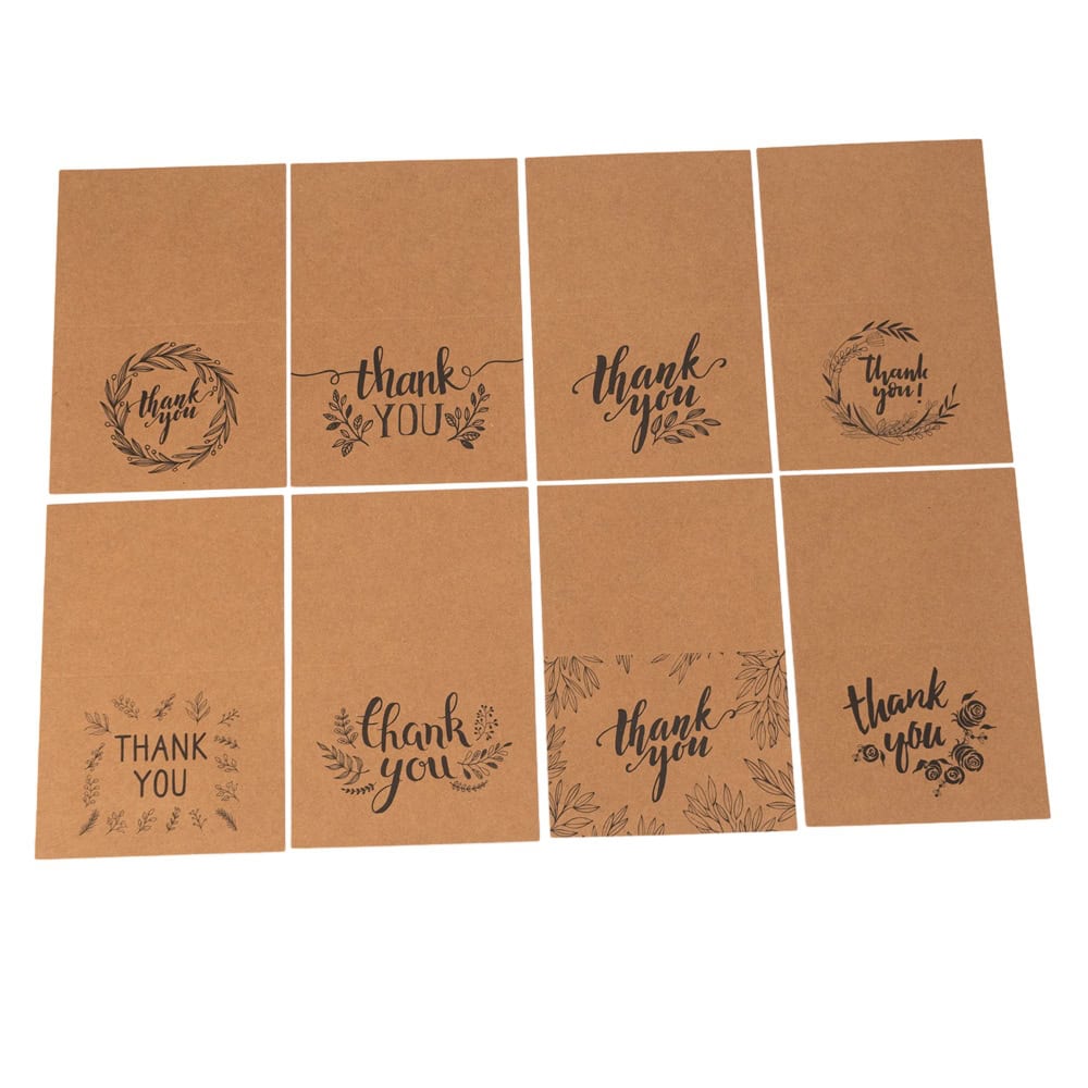 Set 8 felicitări cu plic și sticker cu mesaj Thank you - model 1