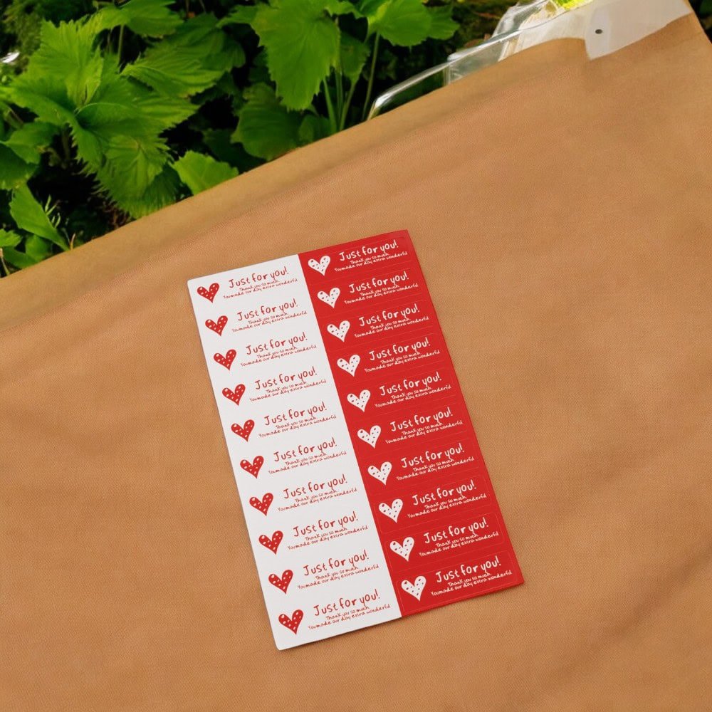 Stickere cu inimioare si mesaj Just for you - alb/rosu (200 buc)