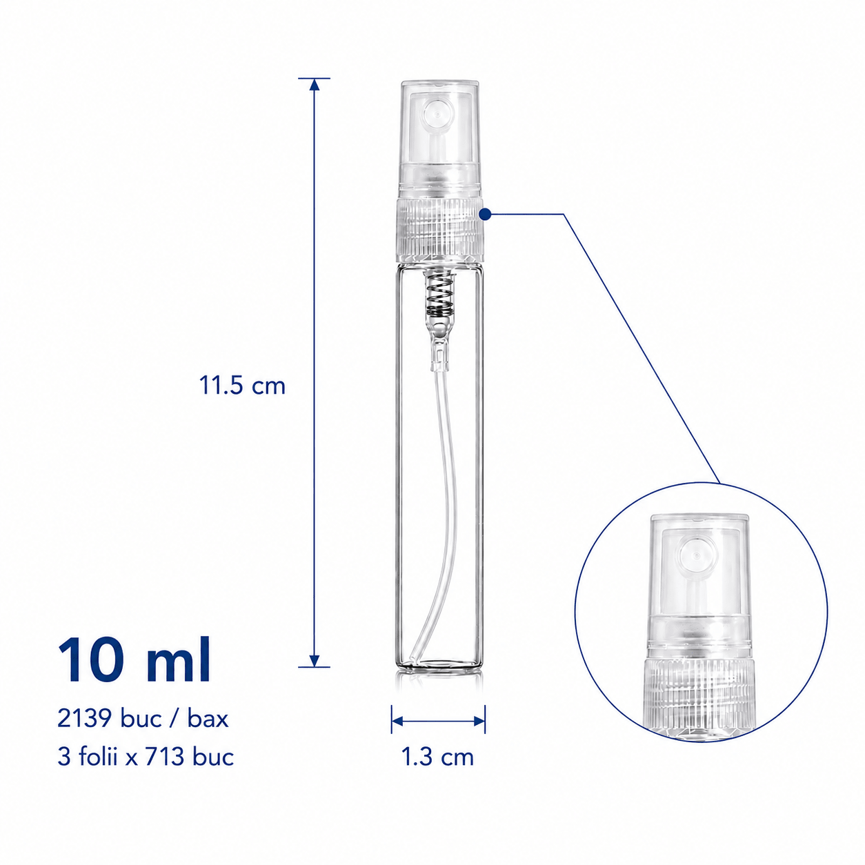 Sticluță transparentă reutilizabilă cu spray și capac