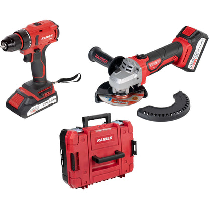 Raider R20 trusa bormasina si polizor unghiular 2.0 + 4.0Ah RDP-PBCDI20&SPAG20