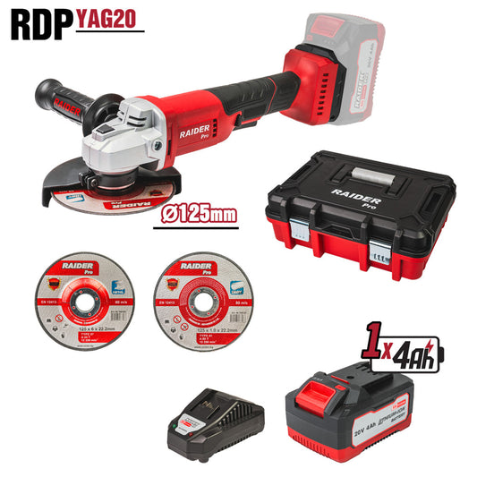 Raider R20 Polizor unghiular Ø125mm 20V 4.0Ah RDP-YAG20
