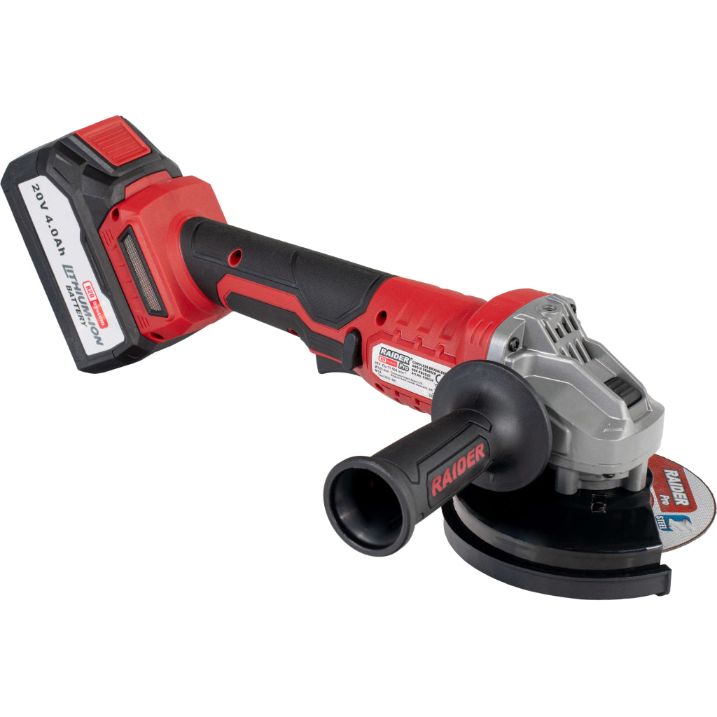 Raider R20 Polizor unghiular cu motor fara perii  Ø125mm 20V 4.0Ah RDP-PBAG20