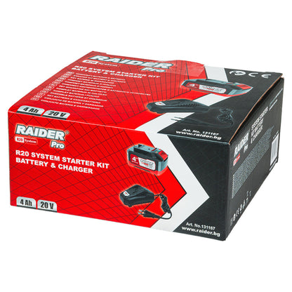 Raider R20 Set incarcator cu baza si acumulator 20V 4Ah