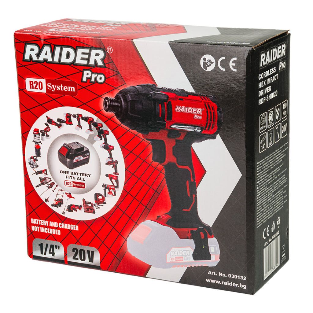 Raider R20 Masina insurubat cu impact 20V HEX1/4" 180Nm SOLO RDP-SHID20