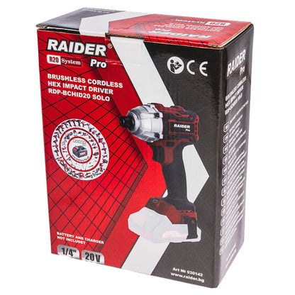 Raider R20 Masina insurubat cu impact 20V HEX1/4" 180Nm SOLO RDP-BCHID20