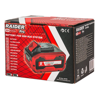 R20 Acumulator Li-ion 20V 8.0 Ah compatibil cu intreaga gama Raider R20