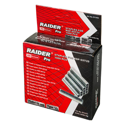 Raider Set 1000 de capse galvanizate tip 55 1.08mm 14-25mm pentru capsator electric