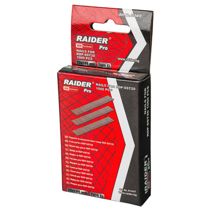 Raider Set 1000 de cuie galvanizate tip 47 1.08mm 15-32mm pentru capsator electric