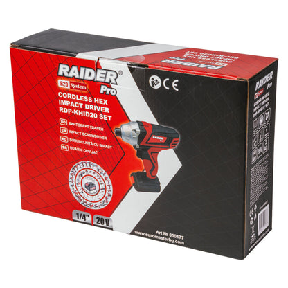 Raider R20 Masina insurubat cu impact 20V HEX1/4" 140Nm 2.0Ah RDP-KHID20