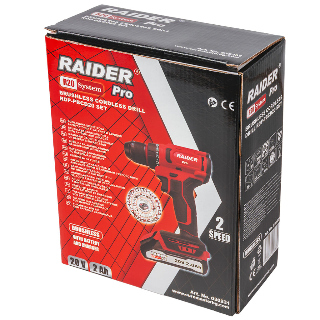Raider R20 Masina de gaurit si insurubat 20V 2.0Ah 44Nm RDP-PBCD20