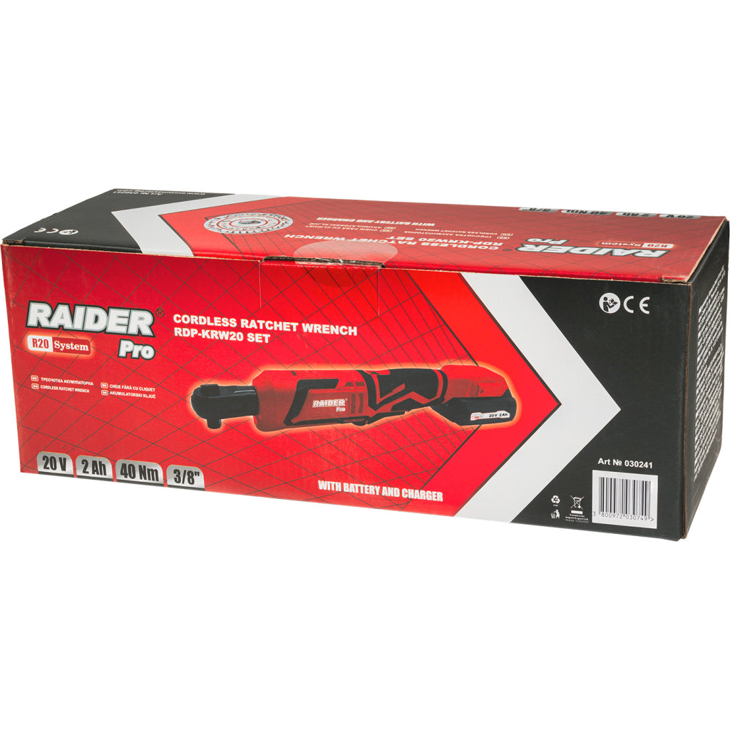 Raider R20 Cheie cu clichet 3/8" 40Nm LED 2.0Ah RDP-KRW20