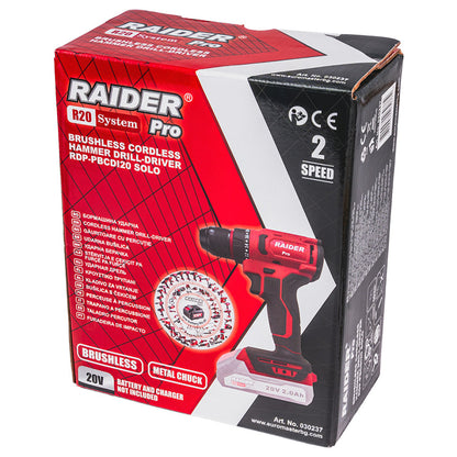 Raider R20 Masina de gaurit si insurubat 20V SOLO 50Nm RDP-PBCDI20