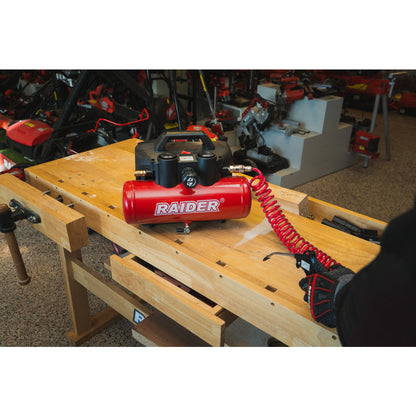 Raider R20 Compresor aer 20V cu butelie de 4L 32L/min 8bar SOLO RDP-J4AC20