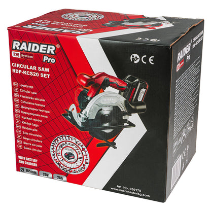 Raider R20 Fierastrau circular de mana 20V Ø165x20mm 2.0Ah RDP-KCS20