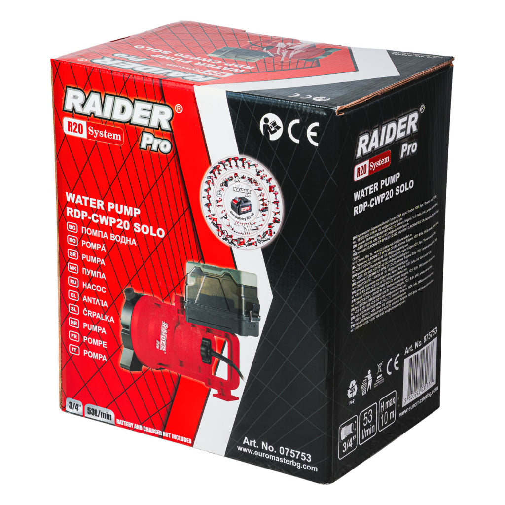 Raider R20 Pompa submersibila cu plutitor  20V 53L/min 10m 3/4" SOLO RDP-CWP20