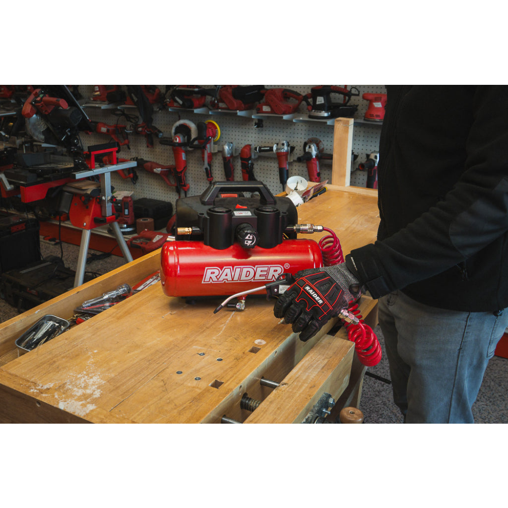 Raider R20 Compresor aer 20V cu butelie de 4L 32L/min 8bar SOLO RDP-J4AC20