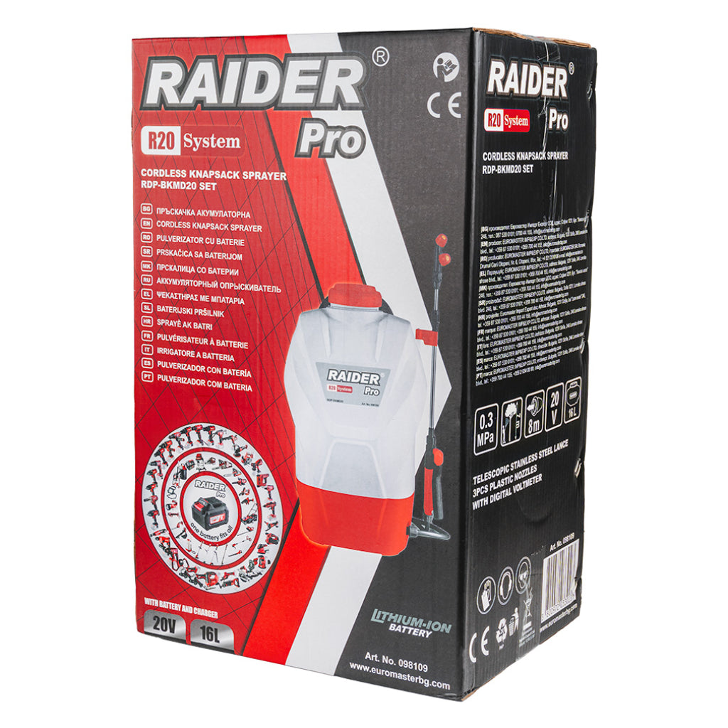 Raider R20 pulverizator cu baterie 20V 16L 3bar 2.0Ah RDP-BKMD20