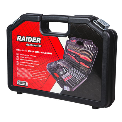 Raider trusa universala 246 burghie, carote si biti lemn, metal si beton