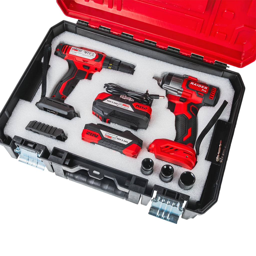 Raider R20 trusa bormasina si masina insurubat cu impact 1/2" 320Nm 2x2.0Ah RDP-PCDIW20