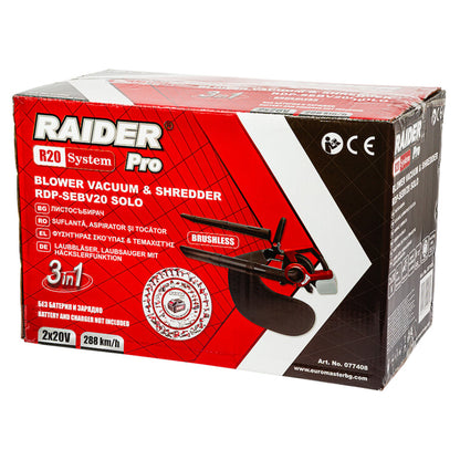 Raider R20 Suflanta frunze 40V 288km/h 650m3/h vit. var. SOLO RDP-SEBV20