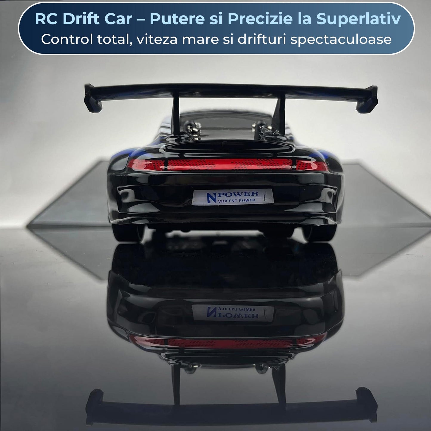 Masina RC cu Telecomanda Timebox, Drift Car 1:24, 4WD, 20km/h, LED-uri, Gri