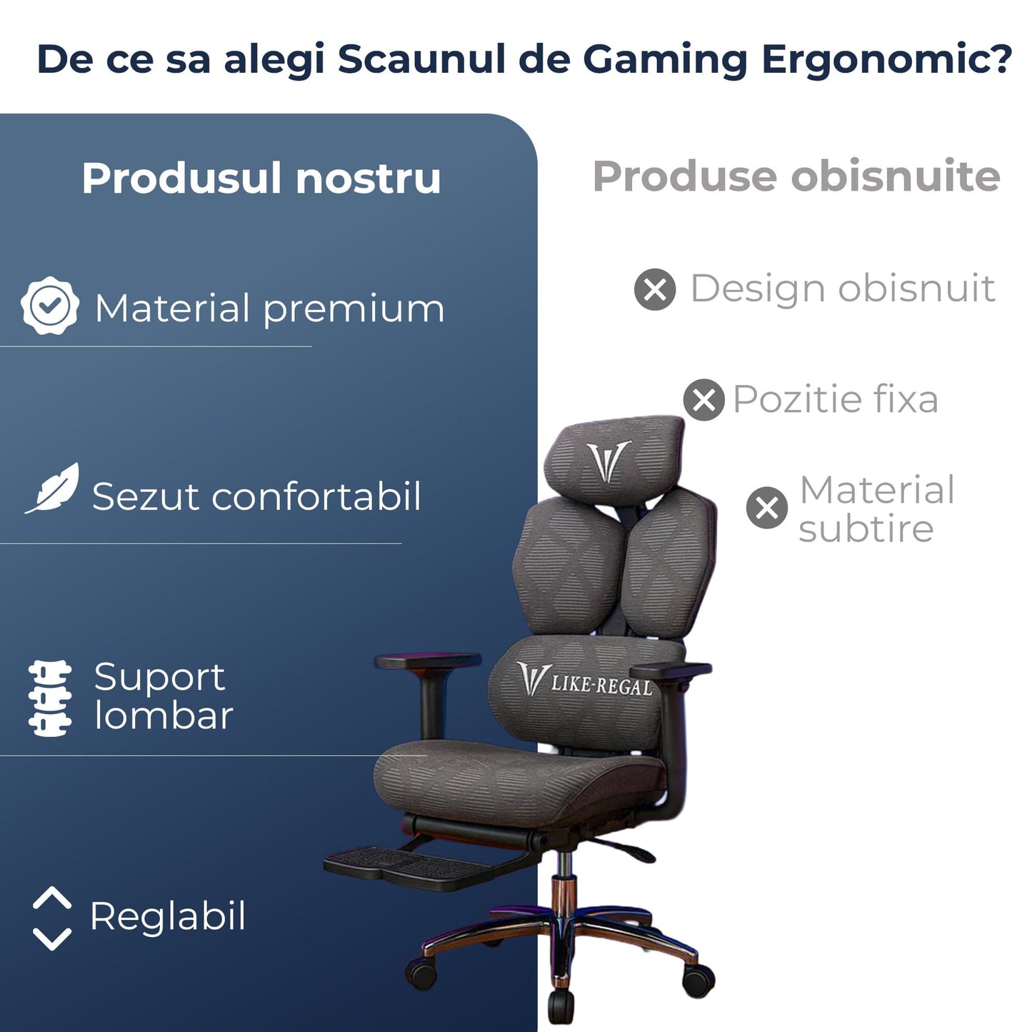 Scaun Gaming Ergonomic Reclinabil cu Plasa Respirabila, Cilindru Clasa 4, Negru