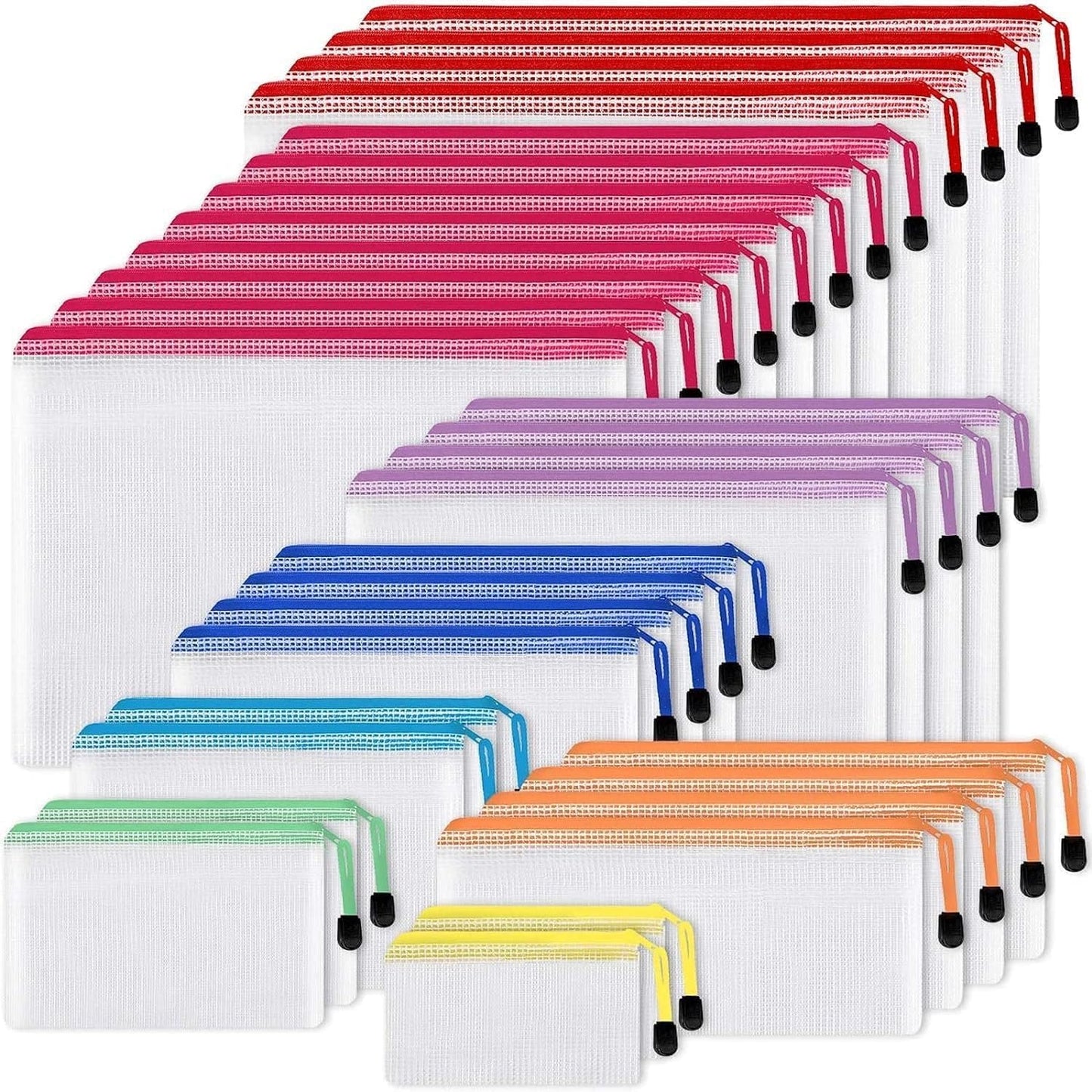 Set 30 pungi organizatoare Timebox, cu fermoar, 8 dimensiuni si 8 culori