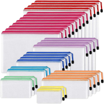 Set 30 pungi organizatoare Timebox, cu fermoar, 8 dimensiuni si 8 culori