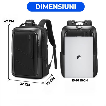 Ghiozdan Timebox, Extensibil, Waterproof, pana la 16 inch, Negru