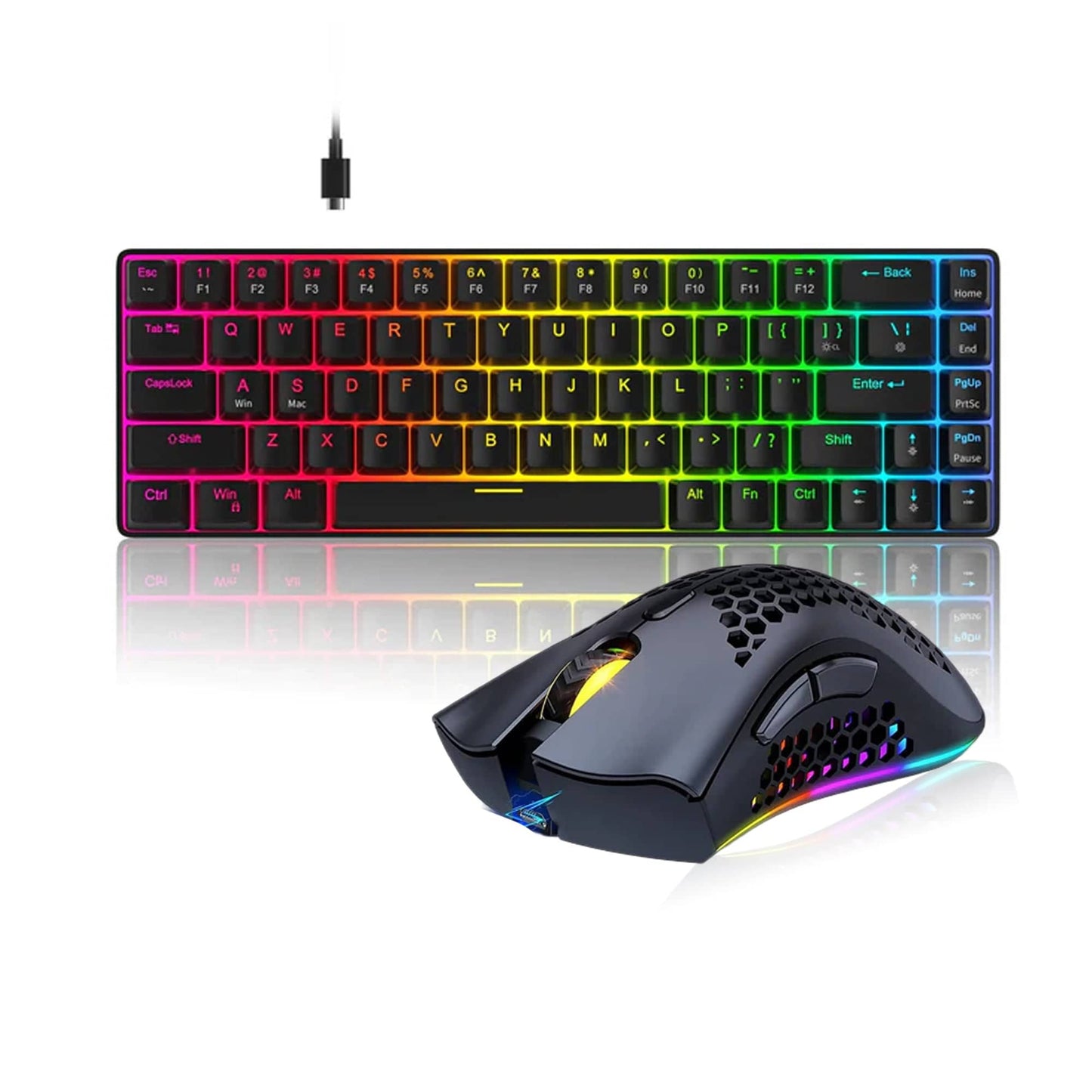 Pachet Gaming Timebox, 60%, Wireless, 95g, FastCharge, USB 2, 4 GHz, Negru
