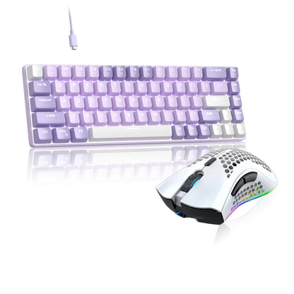 Set Tastatura Mecanica Gaming Timebox, Violet Switch, 60%, Hot-Swap, Wireless, Alb