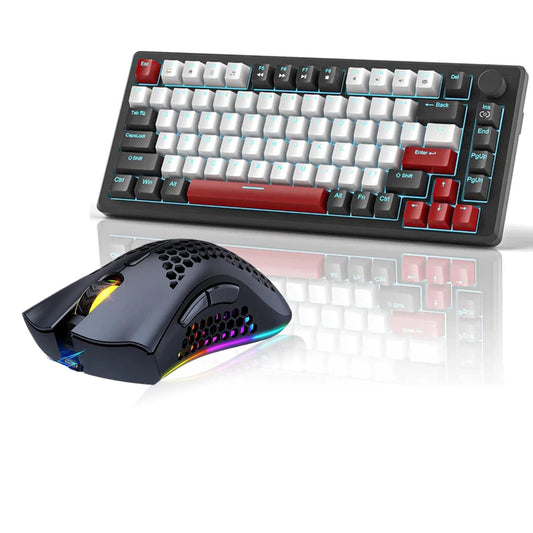 Set Gaming Timebox, Red Switch, 75%, Wireless, Tastatura Mecanica Gaming, Negru