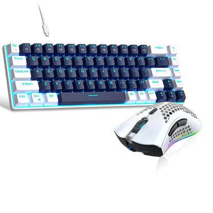 Pachet Gaming Timebox, Blue Switch, 60%, Wireless, ultrausor 95g, Albastru