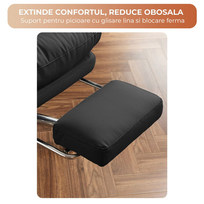 Scaun Office Executiv din Piele Naturala, 360°, Negru
